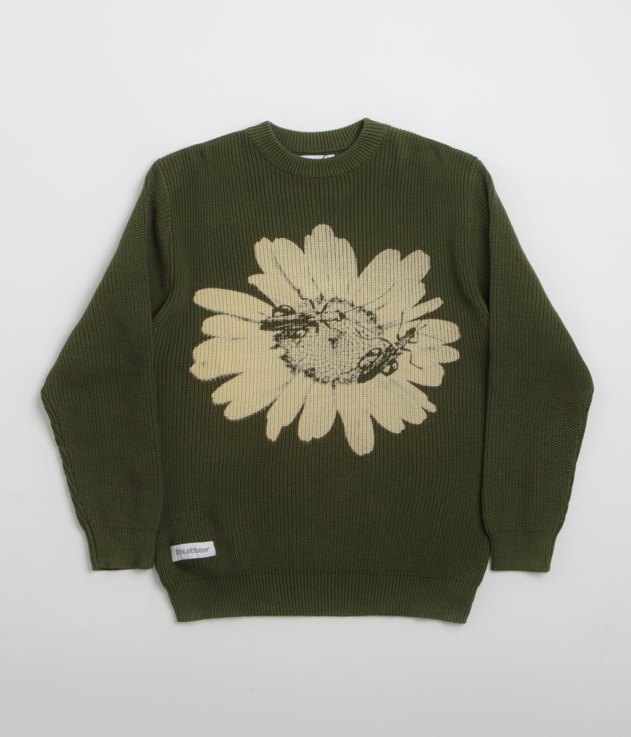 Butter Goods Sunflower Knit Sweatshirt - Army