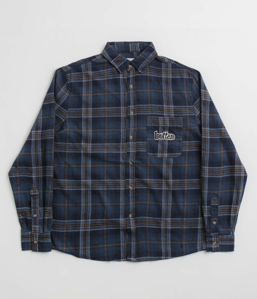 Butter Goods Swirl Plaid Shirt - Navy / White