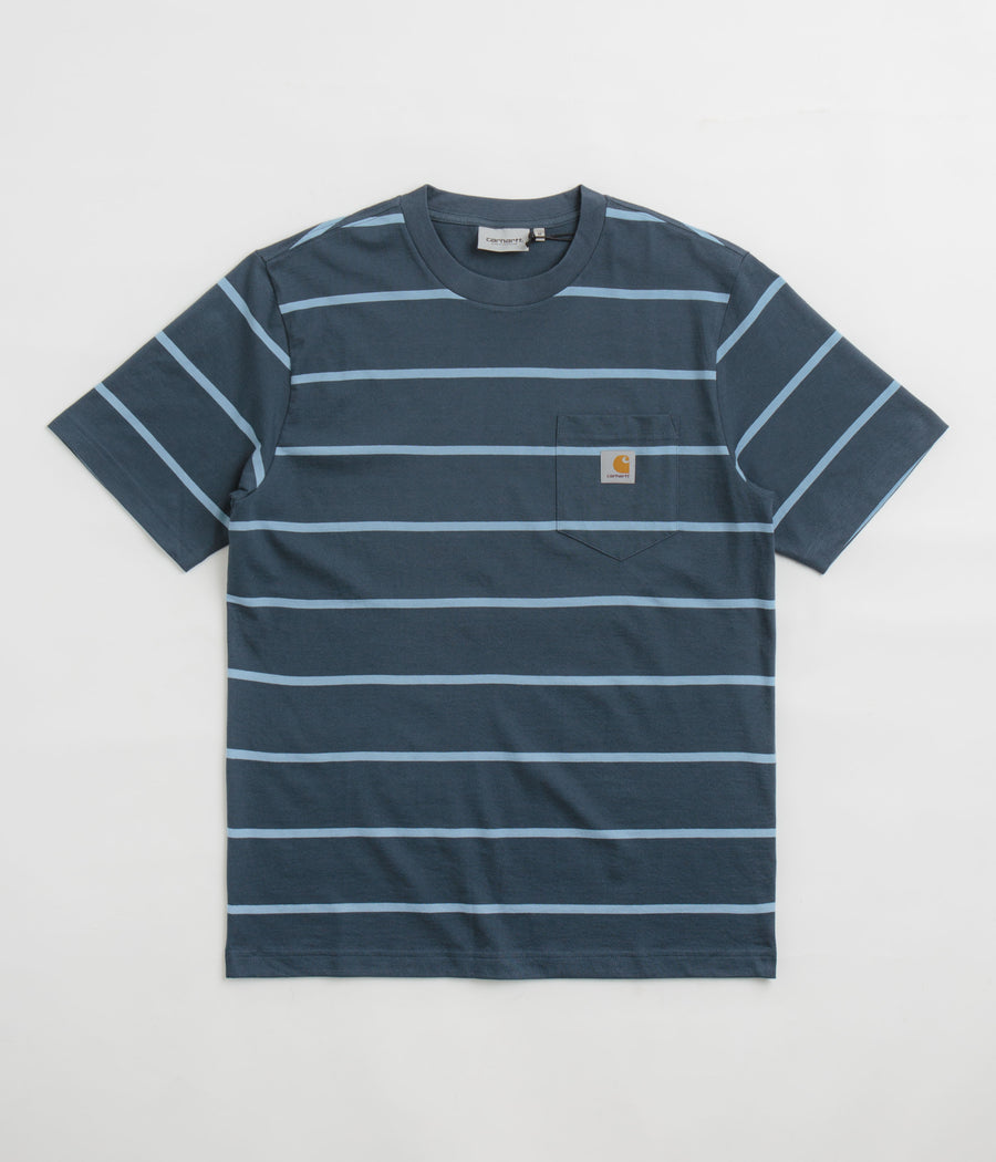 Carhartt Aiken Pocket T-Shirt - Aiken Stripe / Dusky Blue