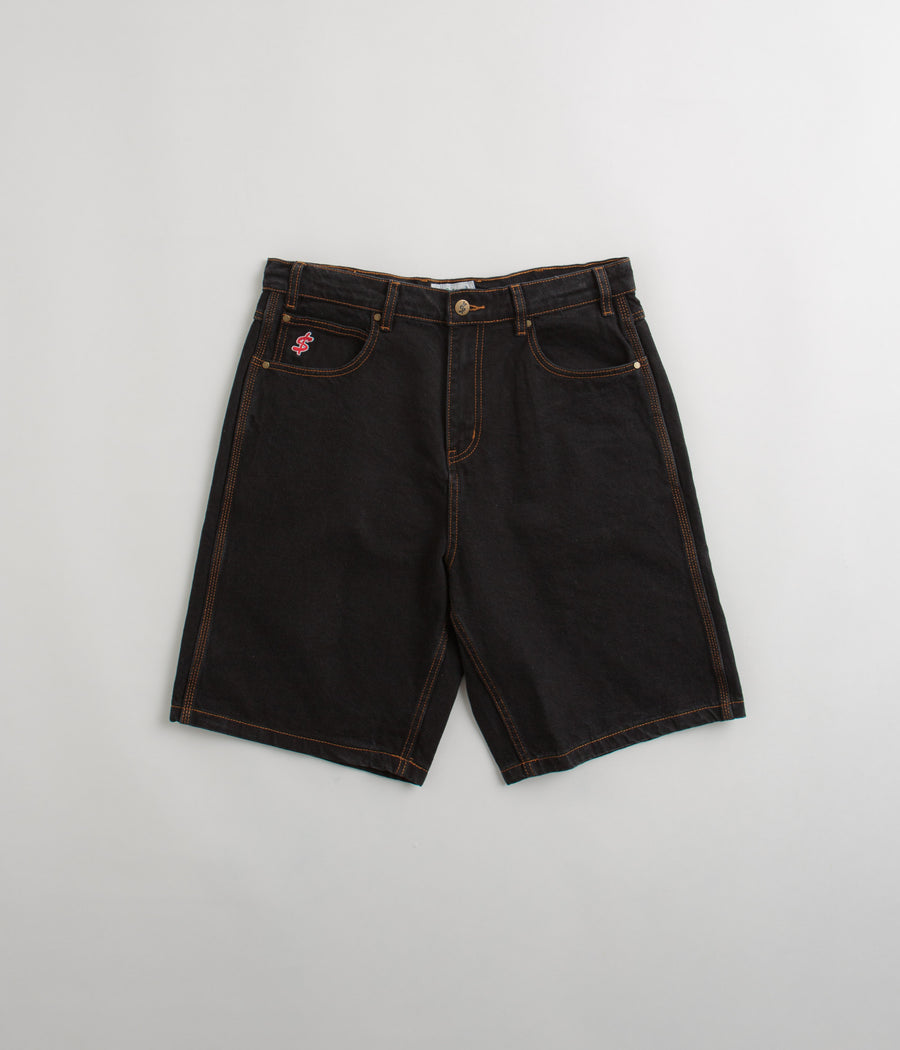 Cash Only Logo Denim Shorts - Washed Black