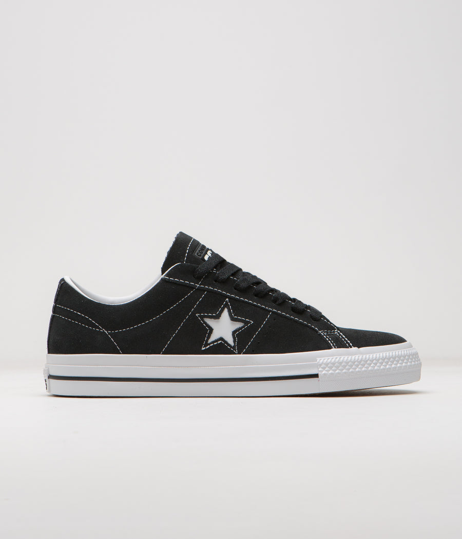 Converse Cons One Star Pro Suede Ox Shoes - Black / Black / White