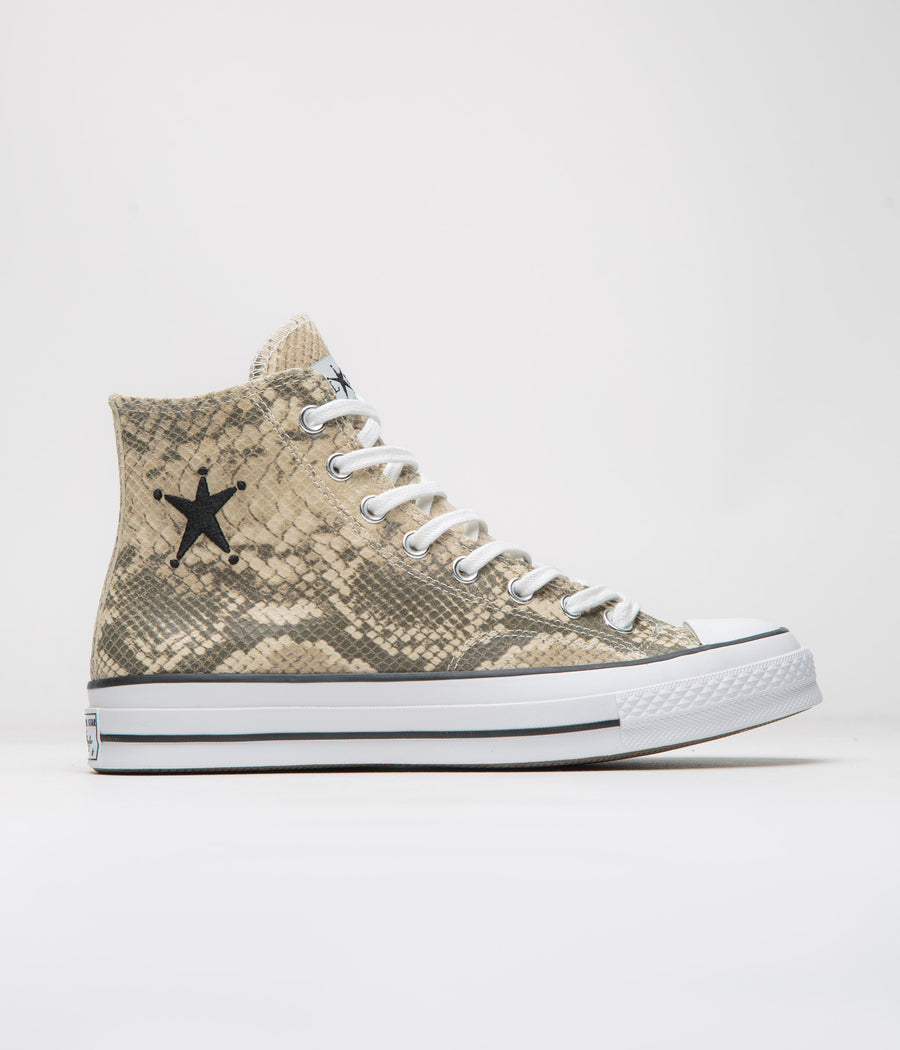 Converse x Stussy Chuck 70 Hi Shoes - Grey / Black / Egret