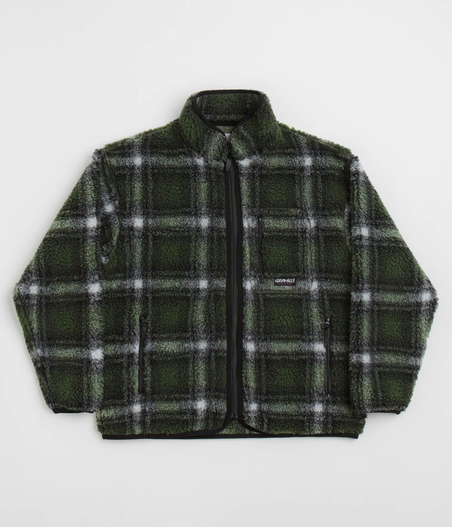 Gramicci Shadow Plaid Sherpa Jacket - Olive Shadow Plaid