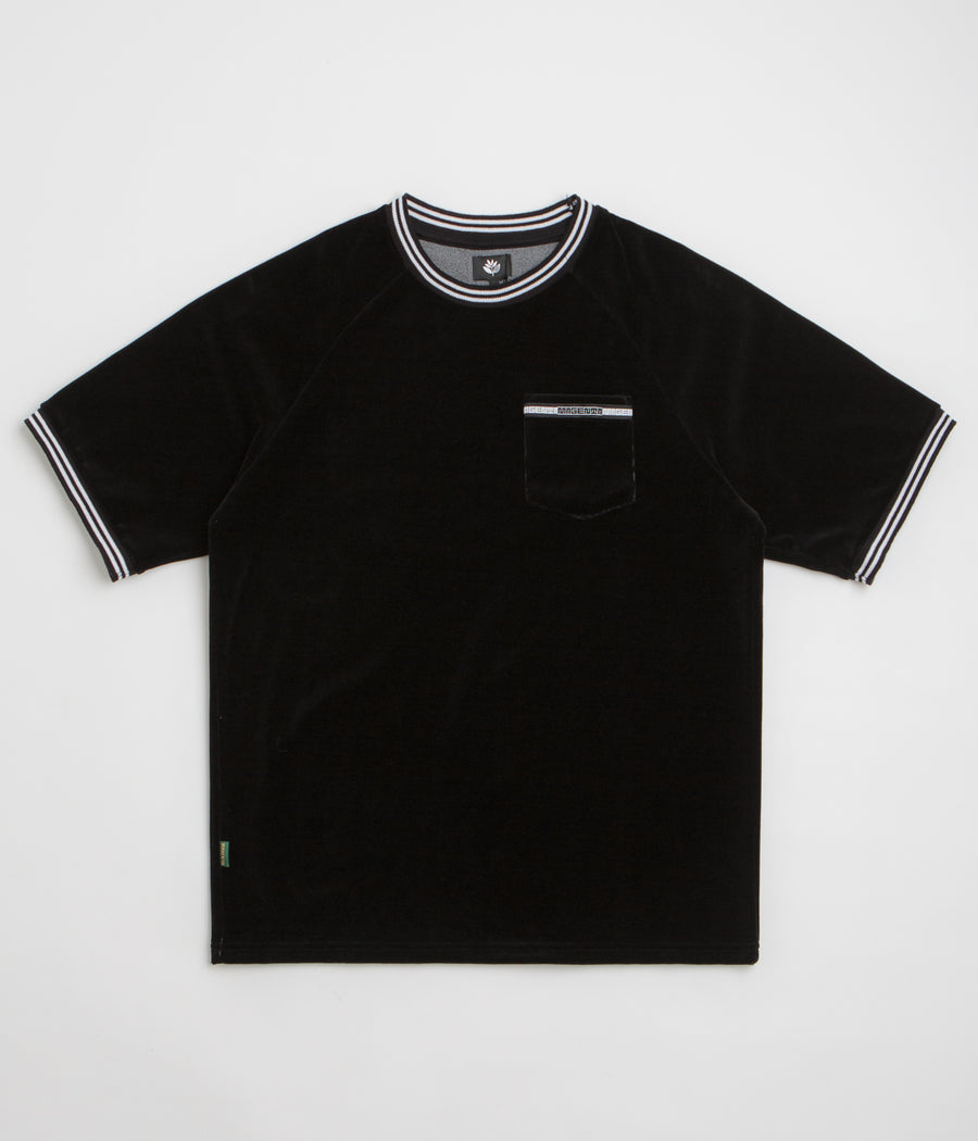 Magenta Velours Pocket T-Shirt - Black