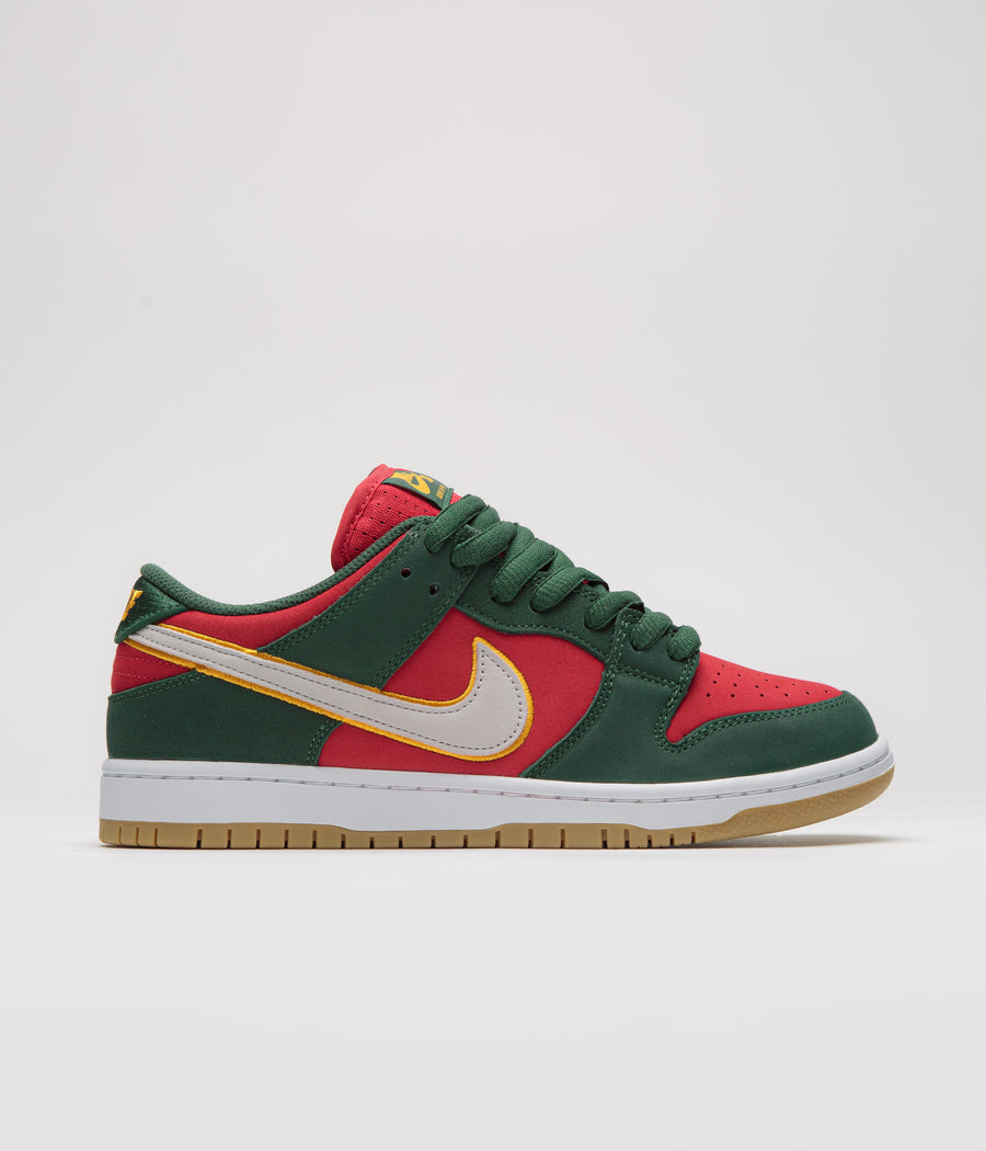 Nike SB Dunk Low Pro Premium Shoes - Fir / White - University Gold - Fire Red