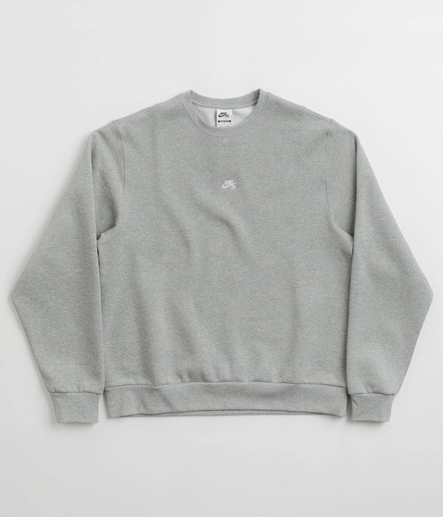 Nike SB Essential Logo Crewneck Sweatshirt - Dark Grey Heather / White