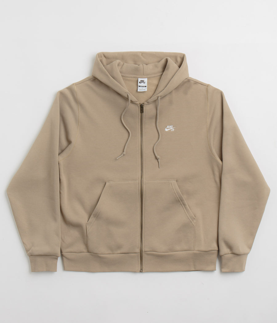 Nike SB Essential Logo Full Zip Hoodie - Khaki / White