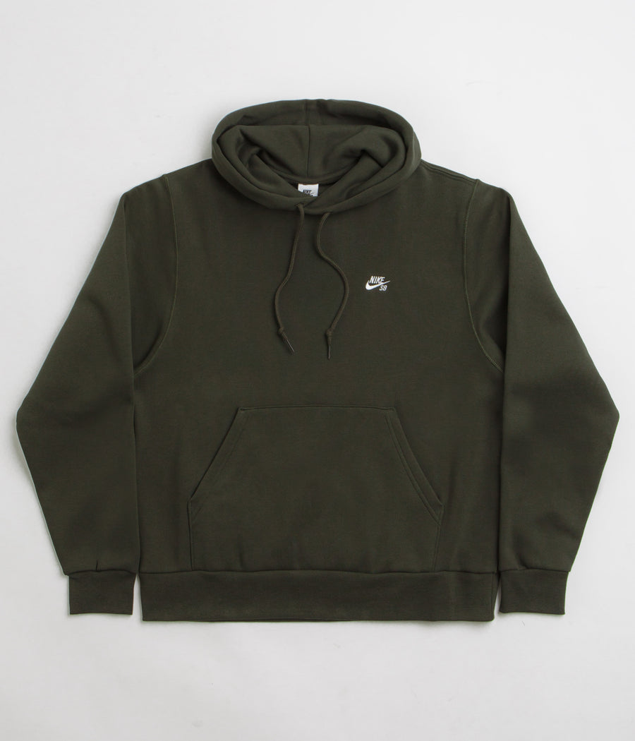 Nike SB Essential Small Logo Hoodie - Sequoia / White