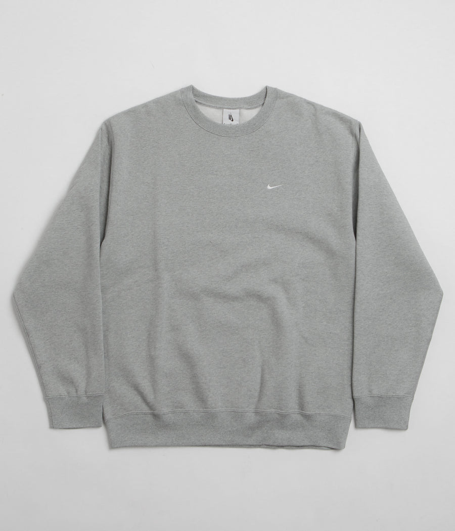 Nike Solo Swoosh Crewneck Sweatshirt - Dark Grey Heather / White