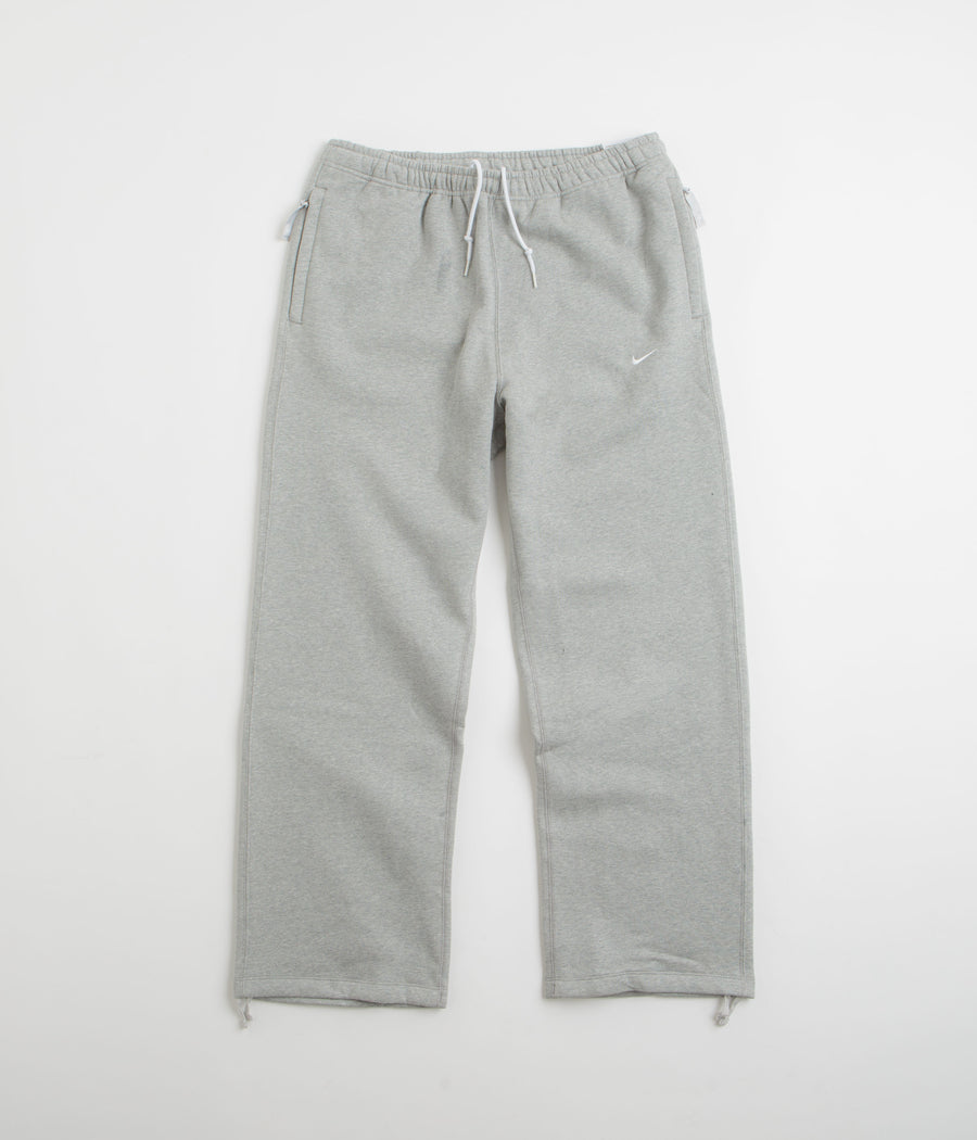 Nike Solo Swoosh Open Hem Sweatpants - Dark Grey Heather / White