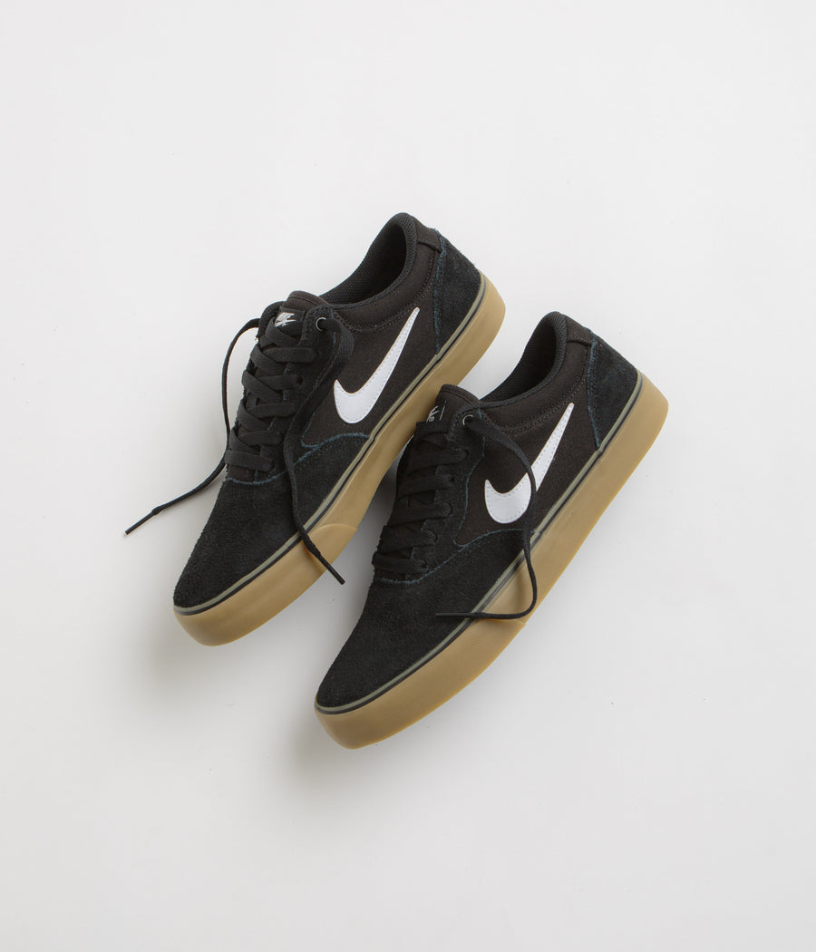 Nike SB Chron 2 Shoes - Black / White - Black - Gum Light Brown