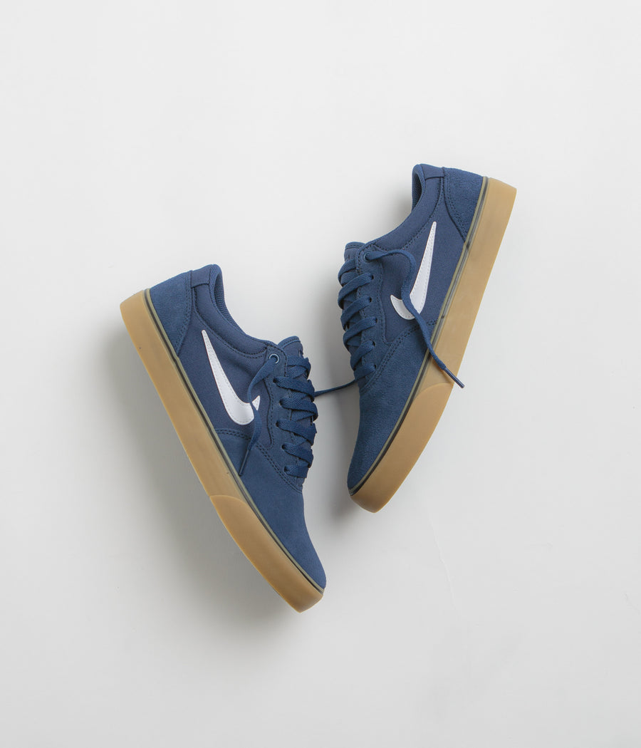 Nike SB Chron 2 Shoes - Navy / White - Navy - Gum Light Brown