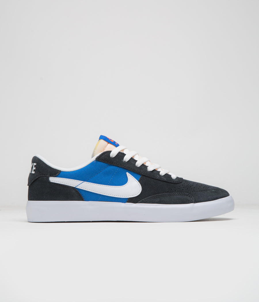 Nike SB Heritage Vulc Shoes - Black / White - Signal Blue - Safety Orange