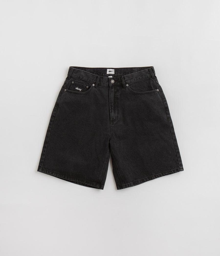 Obey Bigwig Baggy Denim Shorts - Faded Black