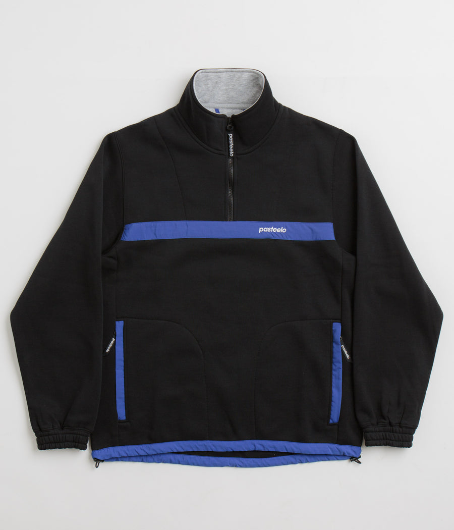 Pasteelo Contrast 1/4 Zip Sweatshirt - Black / Royal