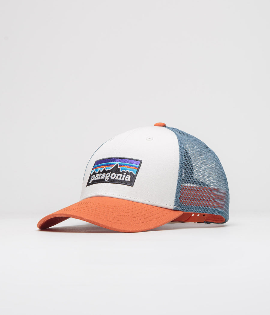 Patagonia P-6 Logo LoPro Trucker Cap - White / Redtail Rust