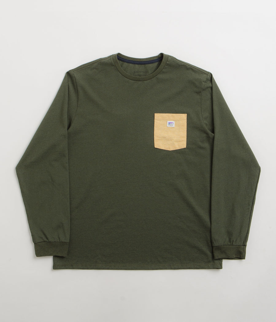 Patagonia Shop Sticker Pocket Responsibili-Tee Long Sleeve T-Shirt - Torrey Pine Green