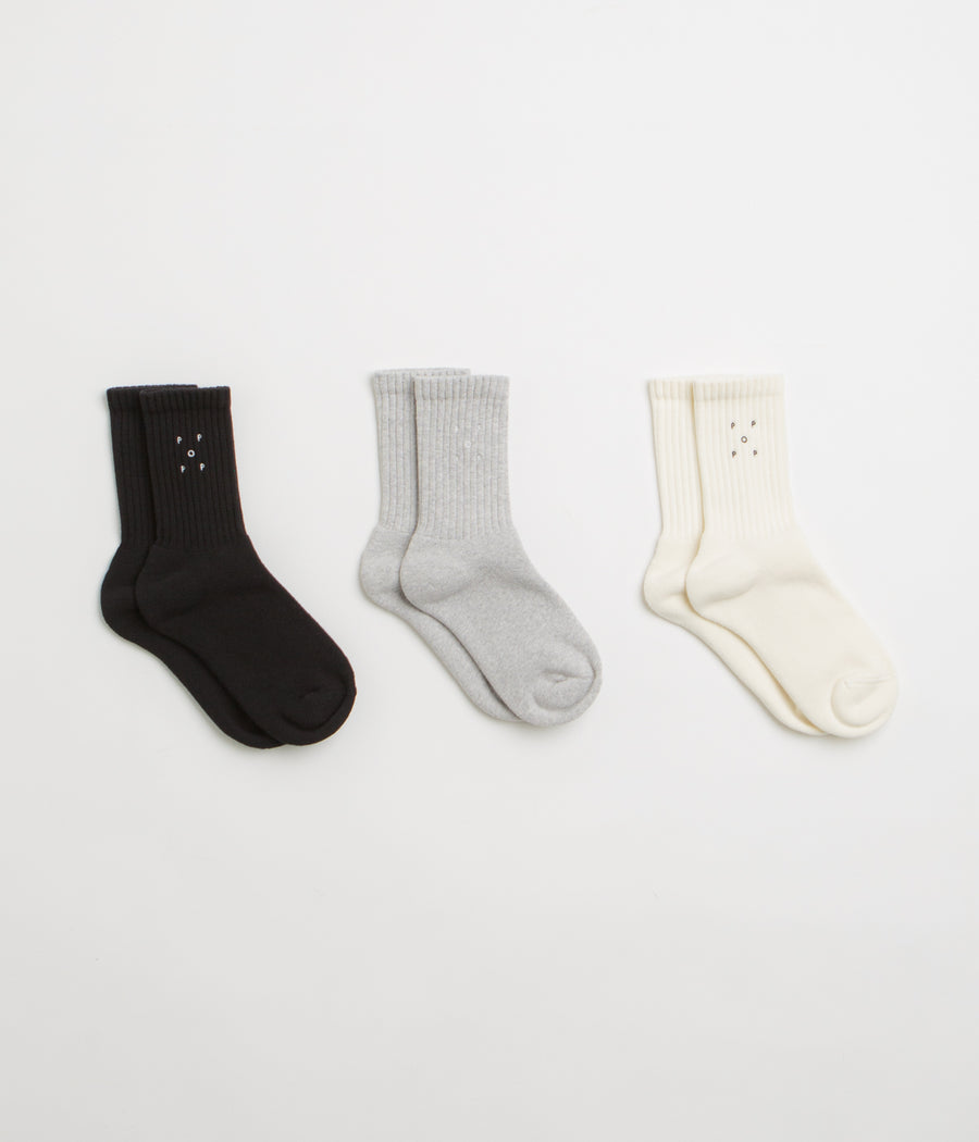 Pop Trading Company Socks (3 Pack) - Off White / Black / Grey