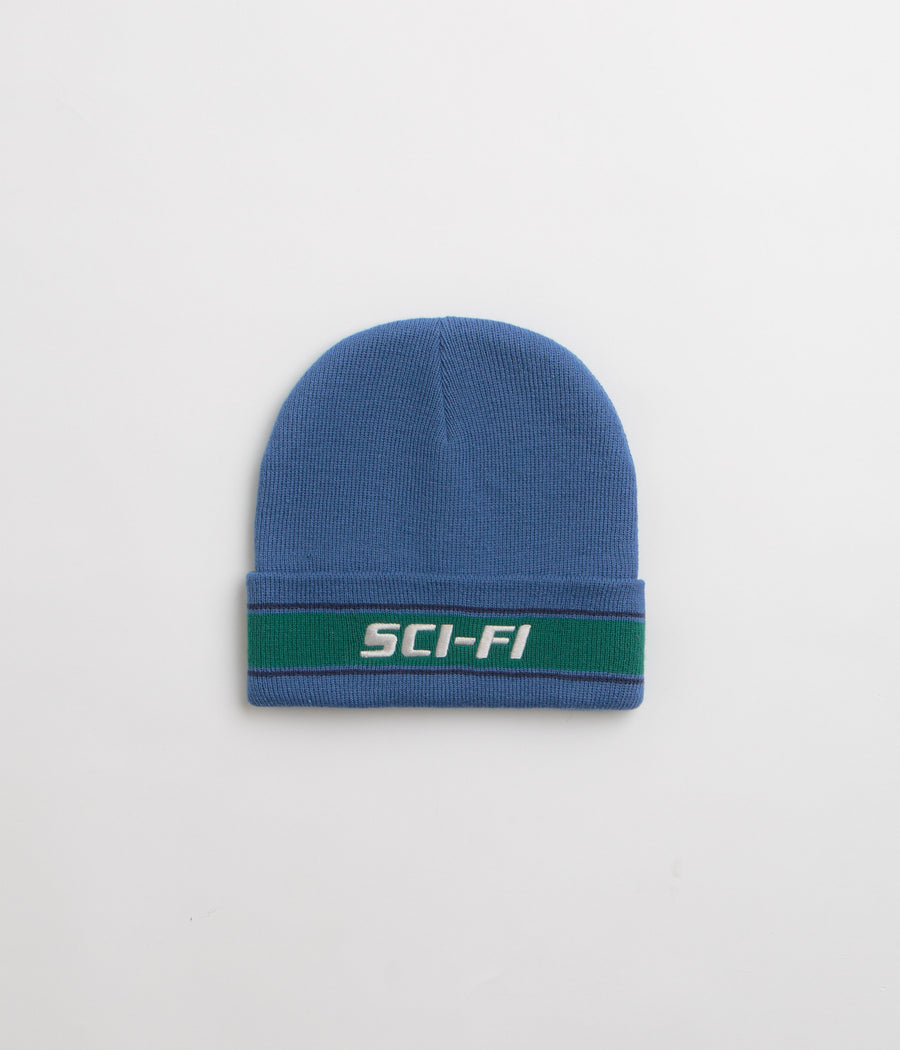 Sci-Fi Fantasy Striped Logo Beanie - Blue