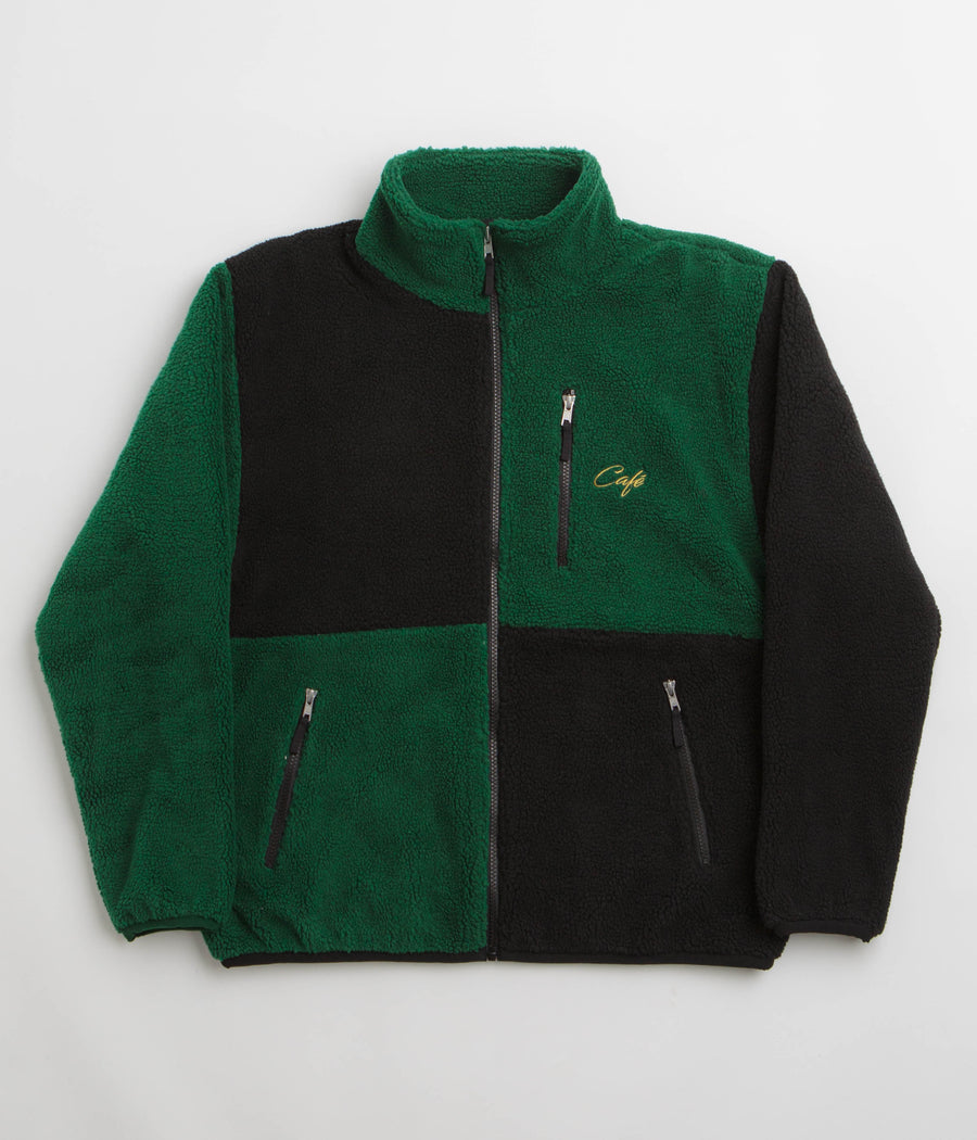 Skateboard Cafe Check Full Zip Fleece - Forest Green / Black /Gold